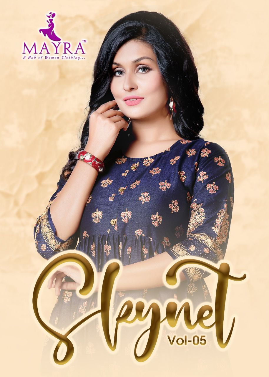 Mayra Skynet 5 Fancy Ethnic Wear Rayon Printed Anarakali Kurti Collection